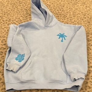 Kids Light Blue Hoodie with Palm Tree and Flower Design